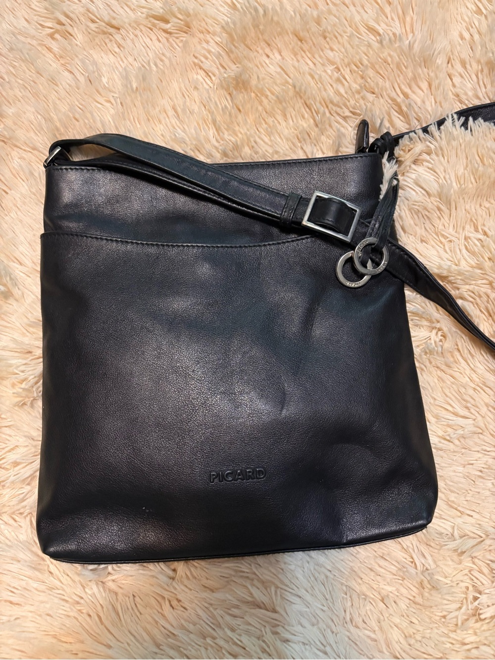 Picard Black Leather Shoulder Bag with Adjustable Strap